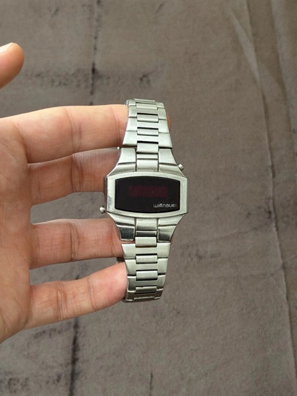 Wittnauer Men's Vintage Quartz Digital LED Stainless Steel Bracelet Black Dial